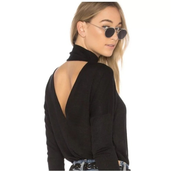 Rag & Bone Amelie Cutout Back Top Womens Large Blue Soft Minimal Knit Pullover - Picture 2 of 14